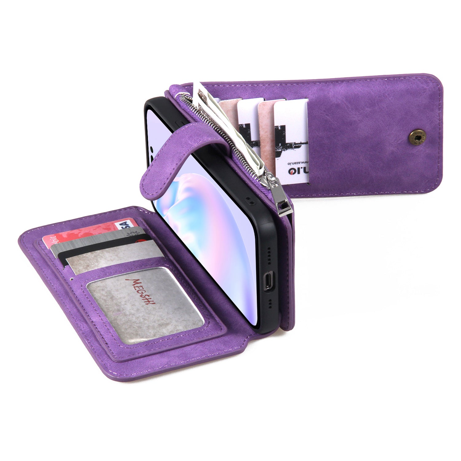 MEGSHI 007 Series pro iPhone 14 Pro Max Anti-Drop Phone Shell Odnímatelná PU kožená peněženka TPU PC pouzdro MEGSHI 007 Series pro iPhone 14 Pro Max Anti-Drop Phone Shell Odnímatelná PU kožená peněženka TPU PC pouzdro